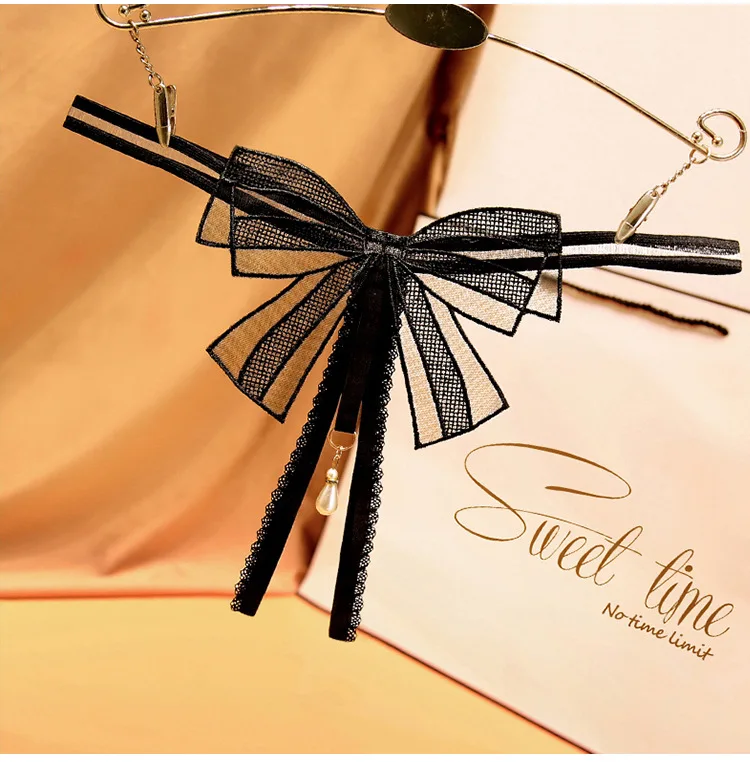 Hot Sexy Tie Underwear Embroidery G-string Japanese See Through Underwear Transparent Wholesale Cheap Mature Women Sexy Lingerie