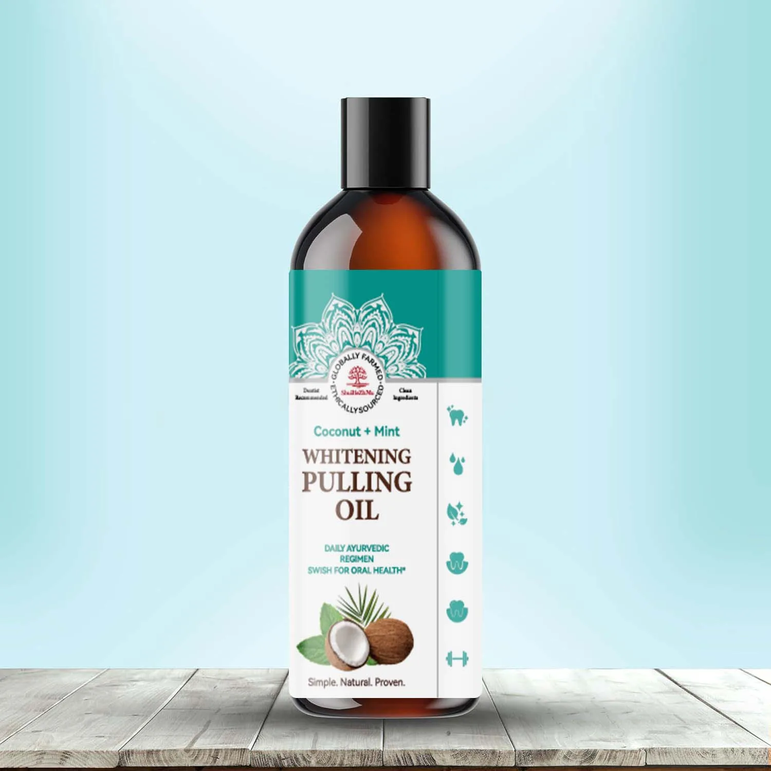 Whitening Pulling Oil with Coconut Oil & Peppermint Essential Oil Oral Health Natural Teeth Whitening Mouthwash