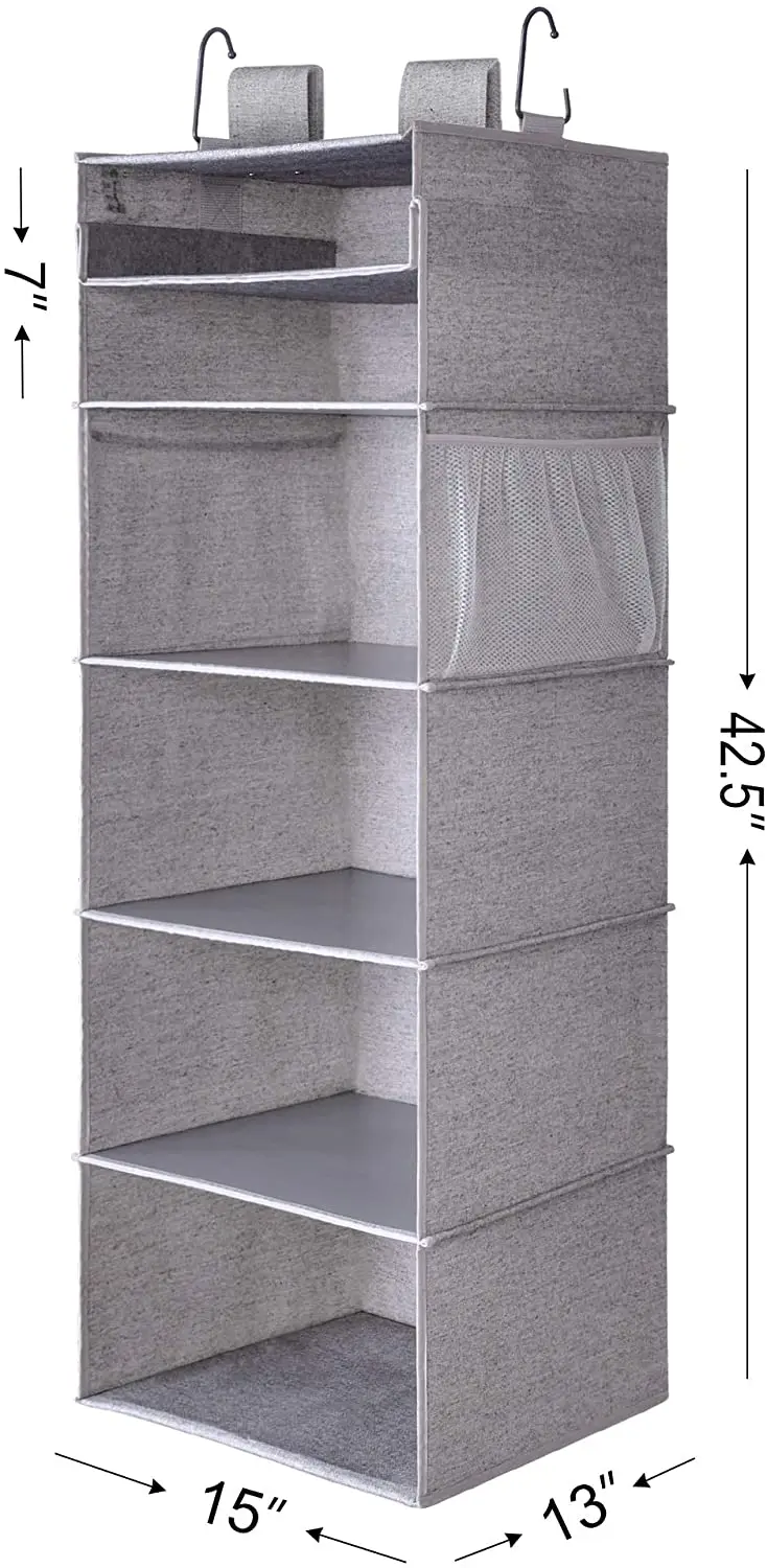 6-shelf Closet Storage Organiser, Double Rod Non-woven Fabric Clothes Storage Organizer