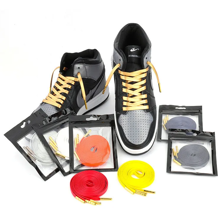 Wholesale Pu Leather Shoelaces Luxury Leather Shoe Laces With Gold Tips Aglets Soft Boot Laces For Leather Boot Sneakers Laces