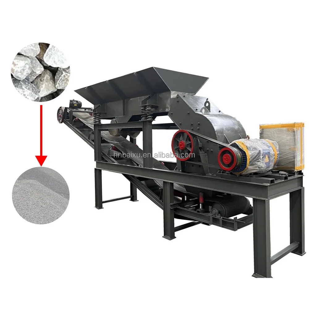 portable stone gravel sand making equipment pc600*600 hammer crusher with discharge conveyor