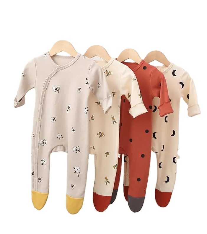 Custom 95% Bamboo Viscose 5% Spandex Footed Bamboo Baby Pajamas Organic Cotton Bamboo Baby Clothes