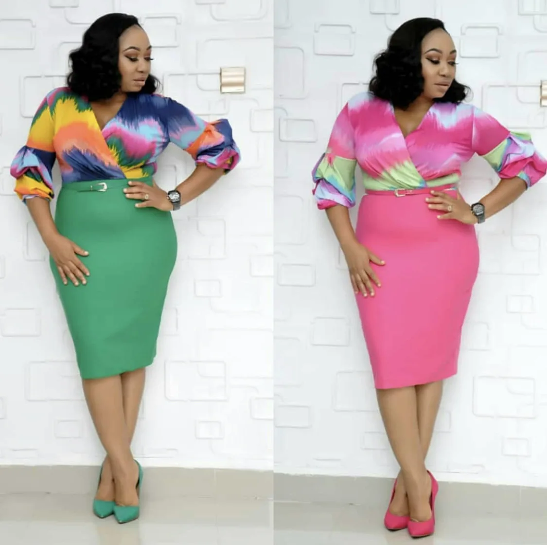 In stock green pink africa clothing for woman plus size clothing south africa lady classy plus size clothing south africa