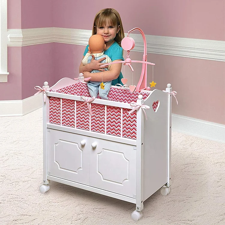 
New Diy Miniature Wood Bed For Doll Furniture Rocking Cradle Wooden Doll Bed 