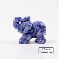 1 5 дюймов Натуральные кристаллы Лечебный Камень резные фигурки животных синего слона статуэтка хрустальный