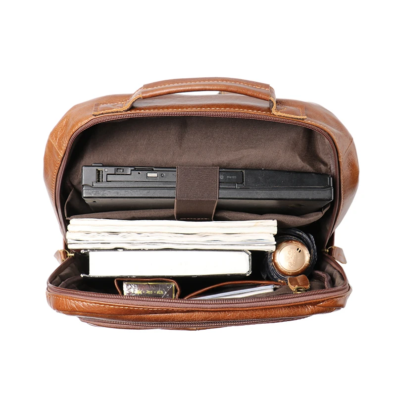 Wholesale Men Business For 16inch Macbook Laptop Cowhide Custom Luxury Genuine Real Leather Backpack