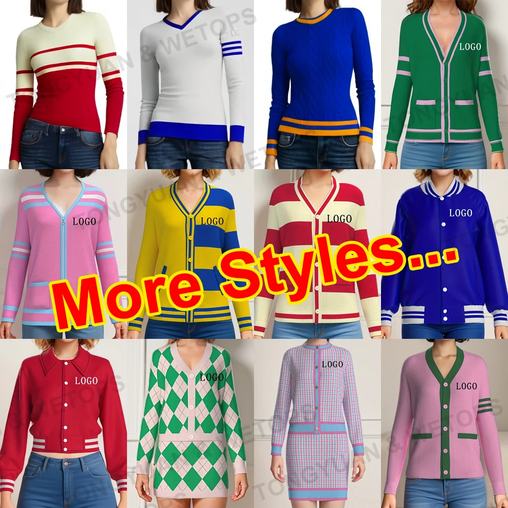 BSCI Custom Knit Sweater Oversized Autumn Winter 2024 New Design Fashion Plaid Greek Sweater Wrap Butt Skirt Suit For Women