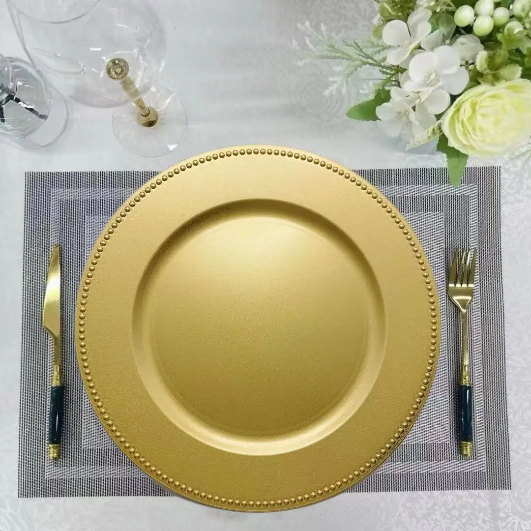 Plastic Wholesale gold Charger plates Wedding Hotel Party Plate charger Dinner Decorative Dinner Plates For Weddings