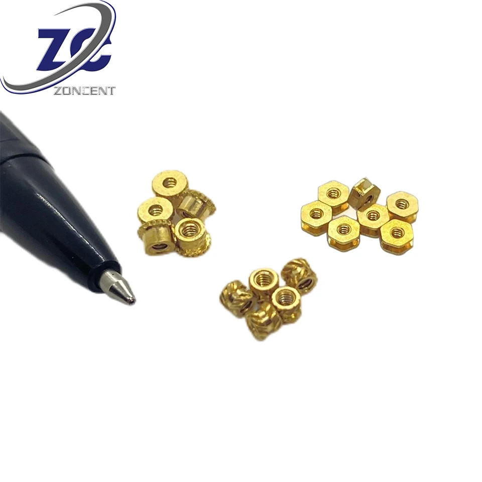 Custom High Precision Knurled insert nut mini CNC Turning Micro Machining Brass Lathe Turning Mechanical Parts