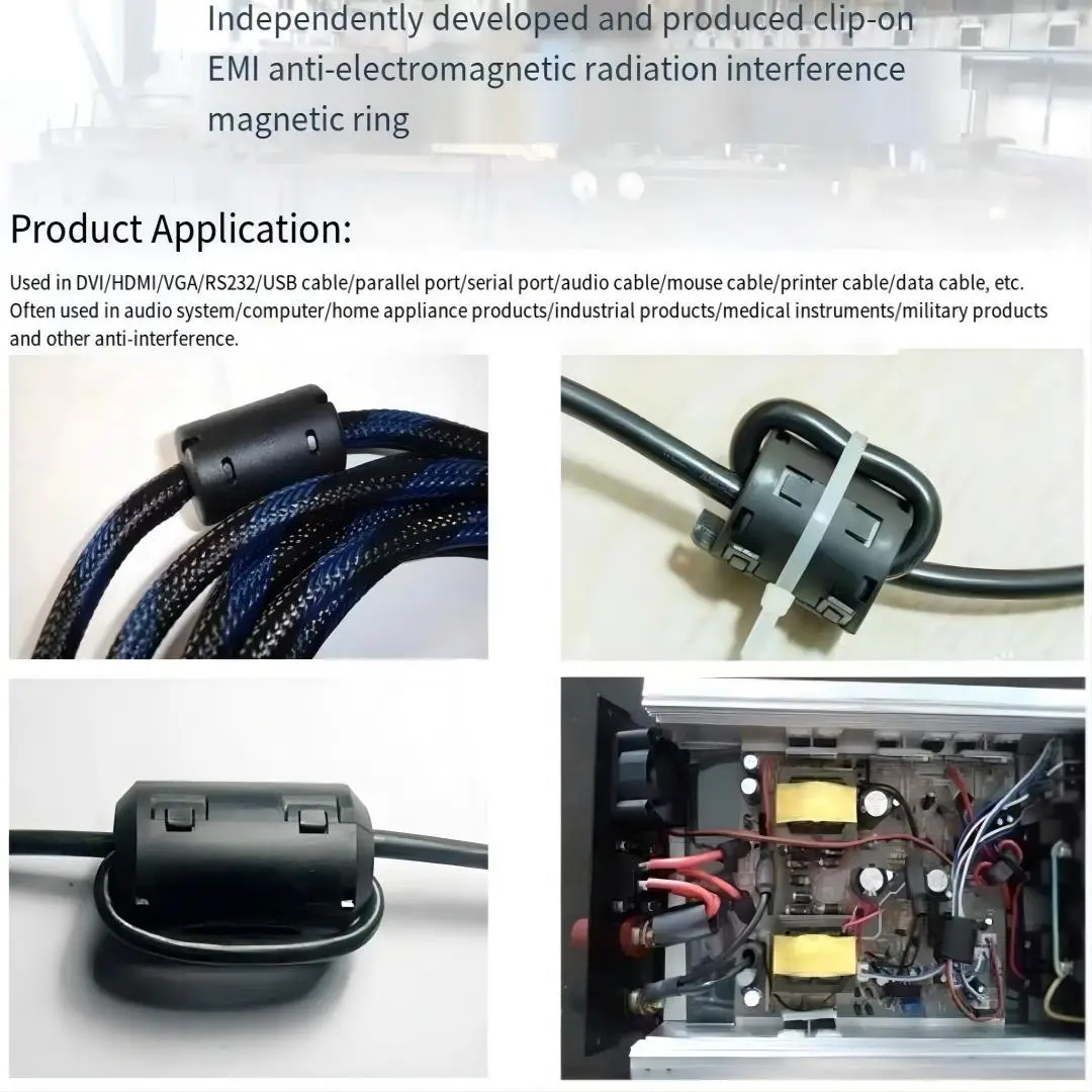 Office Accessory ABS Snap-On EMI Degaussing Filter Anti-interference Ferrite Ni-Zi Magnetic Core Buckle Magnetic Ferrite Ring