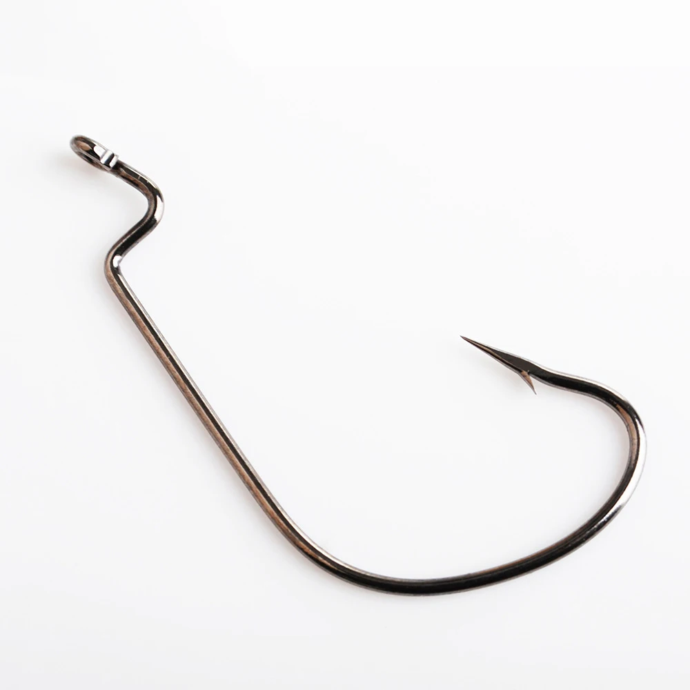 Fish King 4/0# 3/0# 2/0# 1/0# 1# 2# 4# Soft Lure Hook Offset Worm Shank Carbon Steel Circle Japan Fishing Hooks