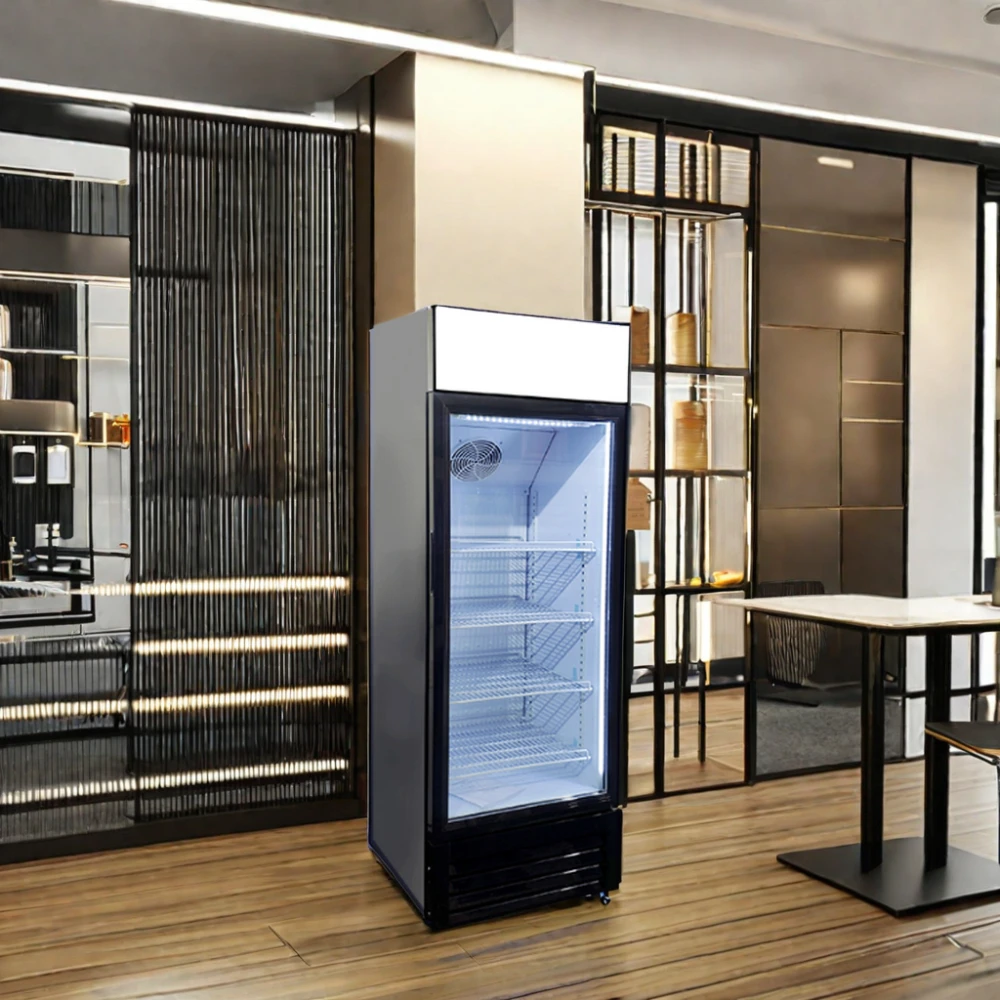 Meisda SC190B 190L Upright Commercial Refrigerator Stainless Steel Beverage Display Fridge with Electric Power Portable Used Gla