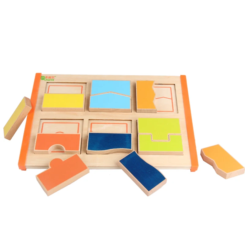 Wooden Square Shape Splicing Studying Board Math Puzzle Toy Colorful Recongnition Educational Games Board Learning Baby Toys