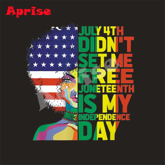 heat transfer printing 1865 juneteenth DTF Heat motif celebrating black freedom  plastisol vinyl iron on for MAN t shirt