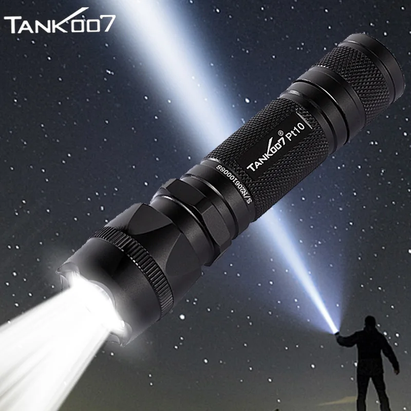 Tank007 waterproof High Lumens torch light high power self defense flashlight led rechargeable battery tactical torch long range