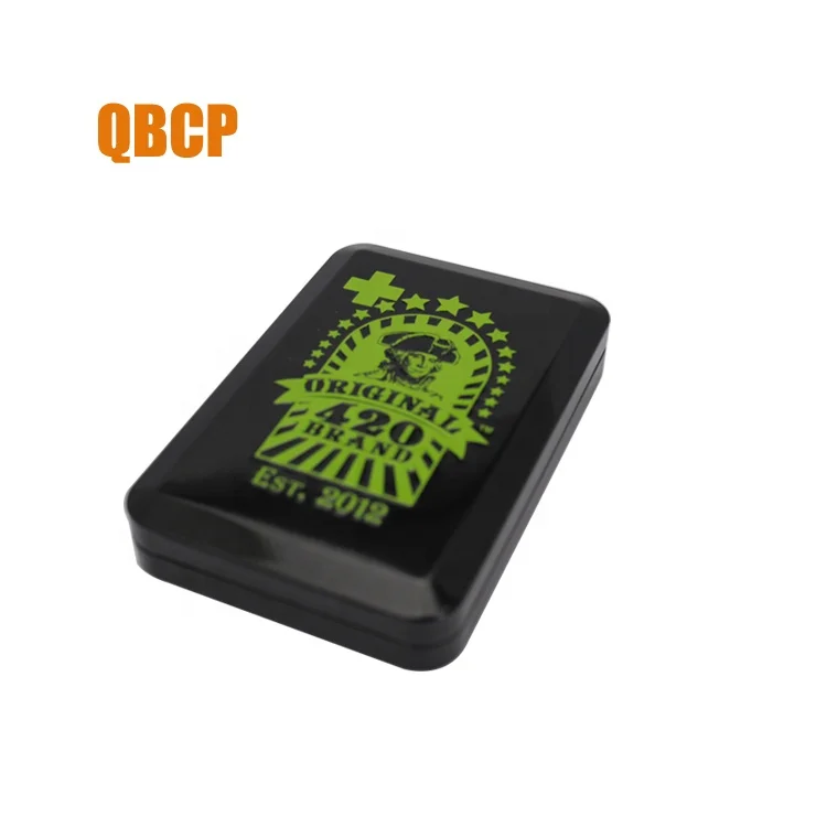 hinged rectangular tobacco tin box with custom logo