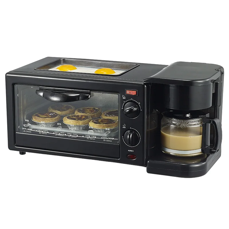 Automatic 3 in 1 electric breakfast machine breakfast coffee maker toaster oven with frying pan