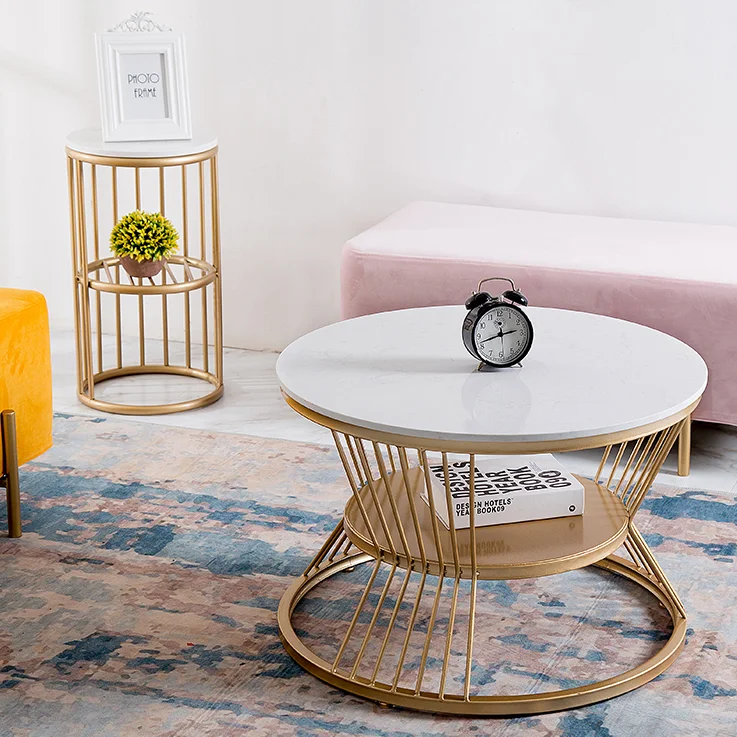 Factory Price Round Glass Top Metal Frame Side Tea Coffee Table