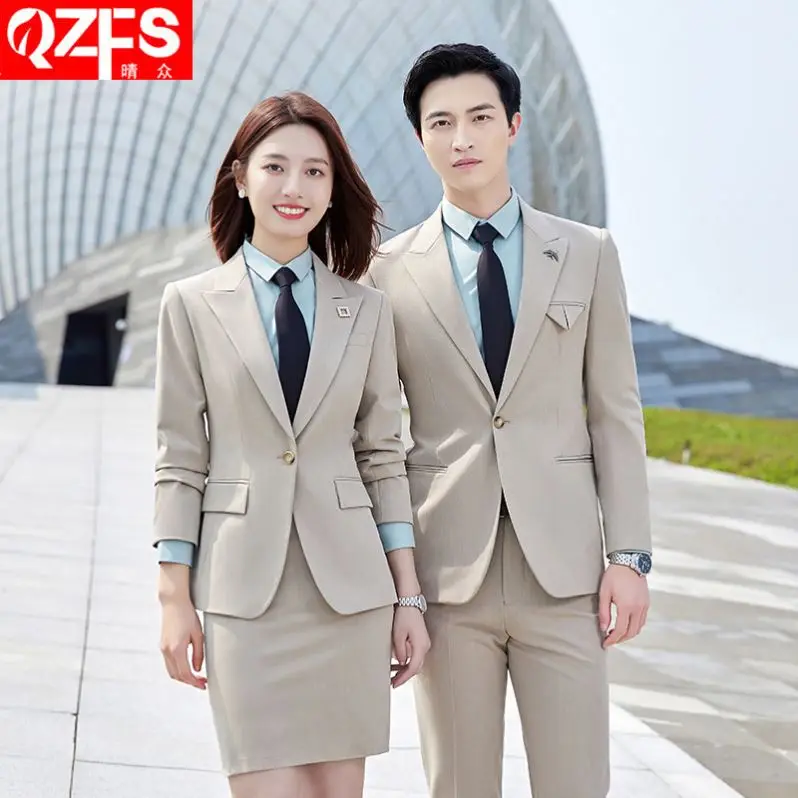 OEM terno With The Same Suit Casual Temperament Autumn Manager President  High-end Professional Men and Women suits 2 piece