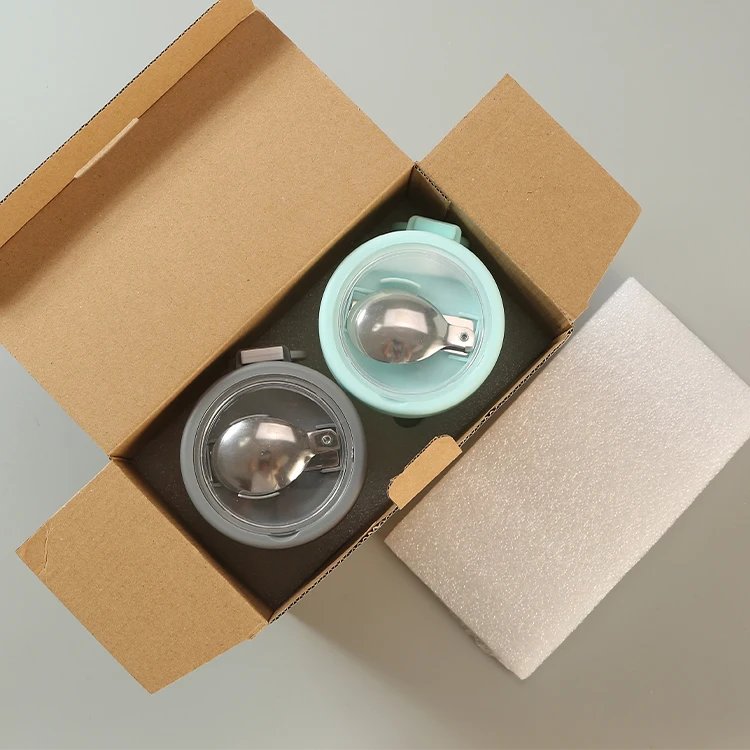 Factory price Stock 12oz glass food storage jar with colored lid and stainless steel spoon Overnight oats Mason jar