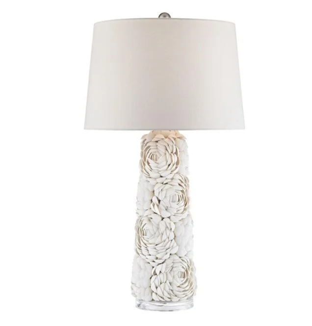 shell table lamp with linen fabric shade for USA and UK Middle East market