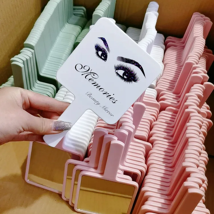 Square handheld mirror wholesale mini mirror cosmetic private label lash mirrors vendor