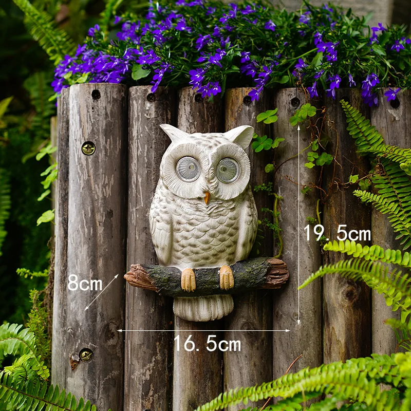 Owl Shape Led Solar Light Garden Pathway Lawn Ratio Decorative Solar Powered Lamp Waterproof Outdoor Lovely Bird Resin Ornament