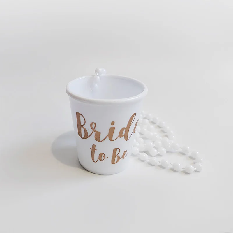 Ychon Bride to Be Plastic Shot Necklace Cups Beaded Bridal Personalized Shot Glass Necklace Hen Night Party Supplies