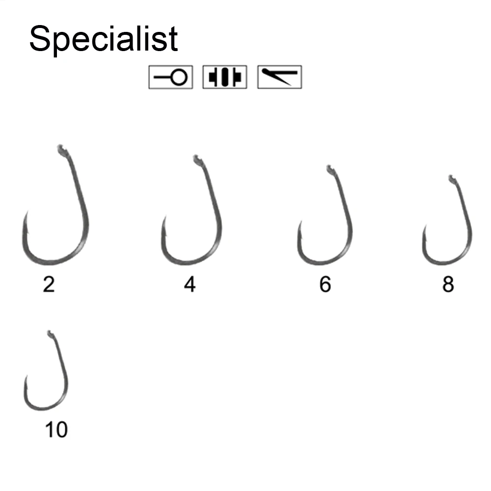Wholesale chemicaly sharpened Specialist TF coated Japanese multi colors barb/barbless carp fishing hooks (B07)