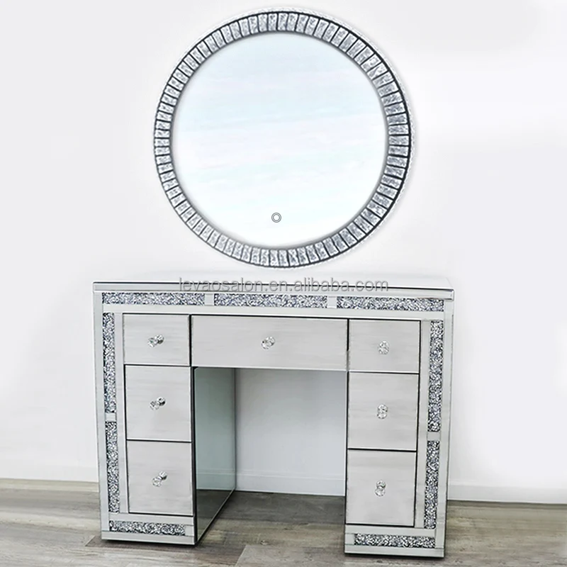 makeup table with lighted mirror