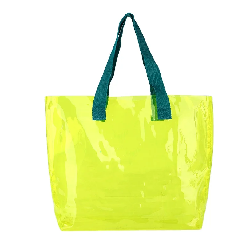 large jelly pvc beach waterproof women shopping tote shoulder clear transparent packing bag wholesale