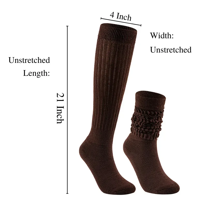 Wholesale Custom Logo Fashion Double Needle Cotton Elastic Long Solid Color Loose girls Slouch Sock For Women