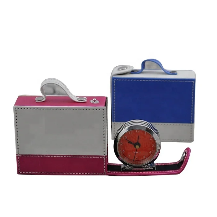 Мини будильник из ПУ кожи для путешествий