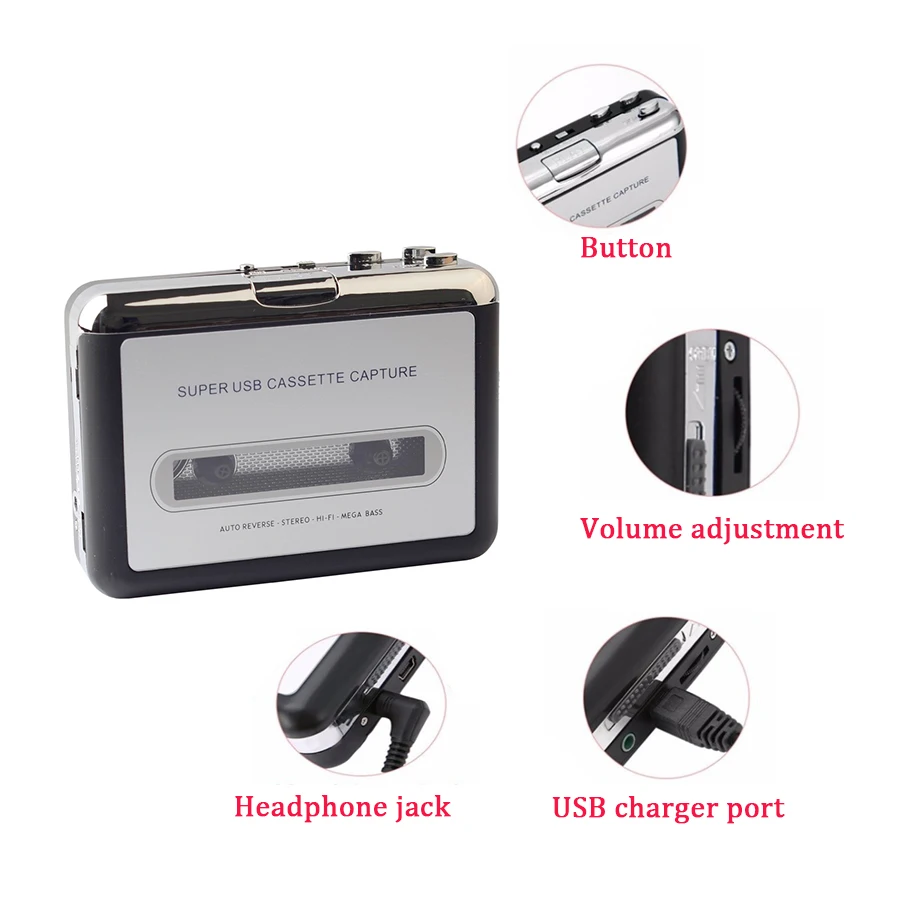 Портативный USB-Кассетный преобразователь в MP3