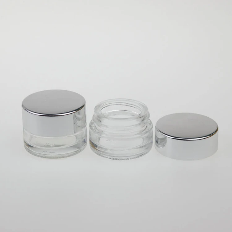 purchasing festival new design Round 10g clear cosmetic glass empty cream jar with metal lid for cosmetic packaging container