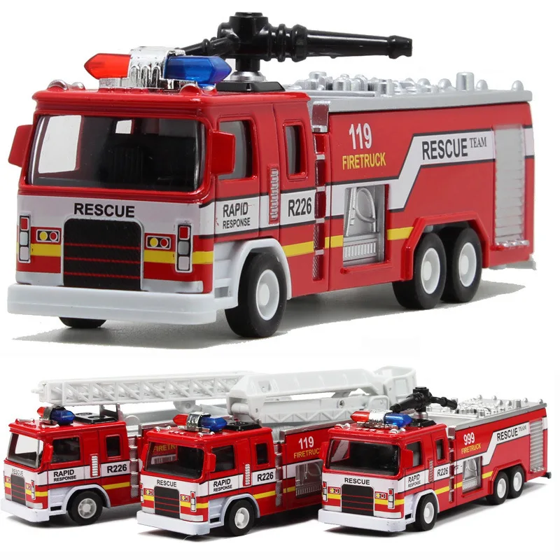 Friction Diecast Toy Vehicles Simulation Fire Truck Stretchable Die cast Truck Model Toys Truck Model Rescue Fire Engine Car Toy
