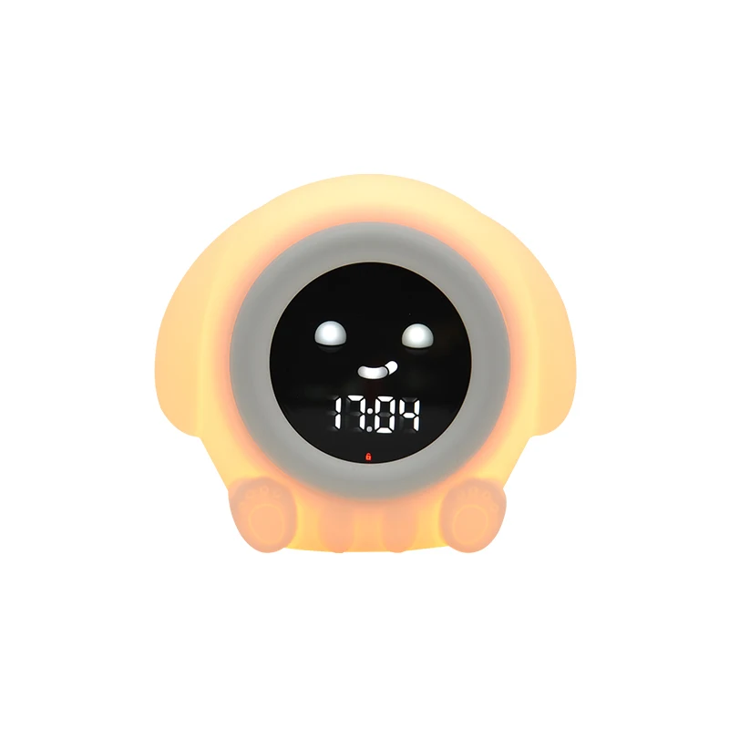 Silicone night light with white noise machine puppy clock bedroom for children baby nursery soothing gift night lamp for kid