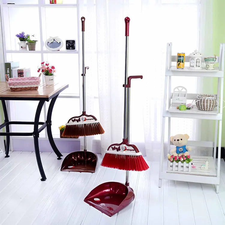 Household Cleaning Brush Plastic Multi Use Soft Fur Long Handle Dustpan And Broom Set