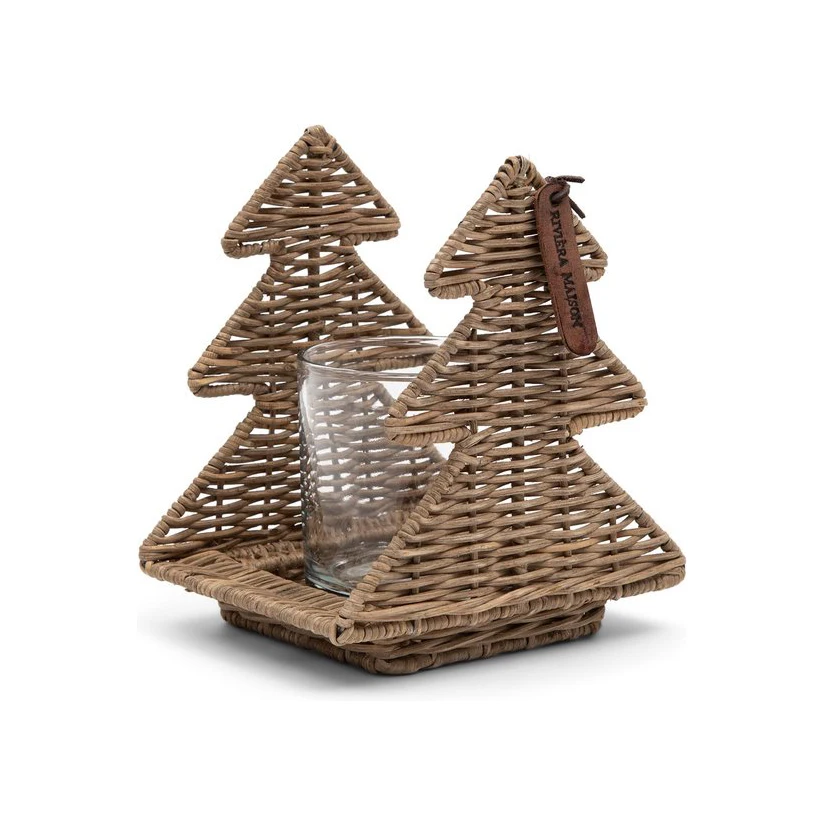 Elegant OEM Customized Christmas Supplies Aromatherapy Candle Holder Rustic House Rattan Beautiful Trees Lovely Christmas Decor