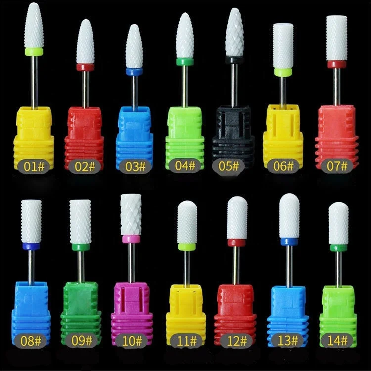 Different Sizes Nail Polish Ceramic Grinding Head Single Branch Elastic Electric Nail Grinder Tool Head Nail Drill Bit