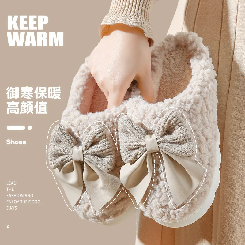 Cotton slippers for women home indoor couple floor mops household non-slip warm fluffy slippers