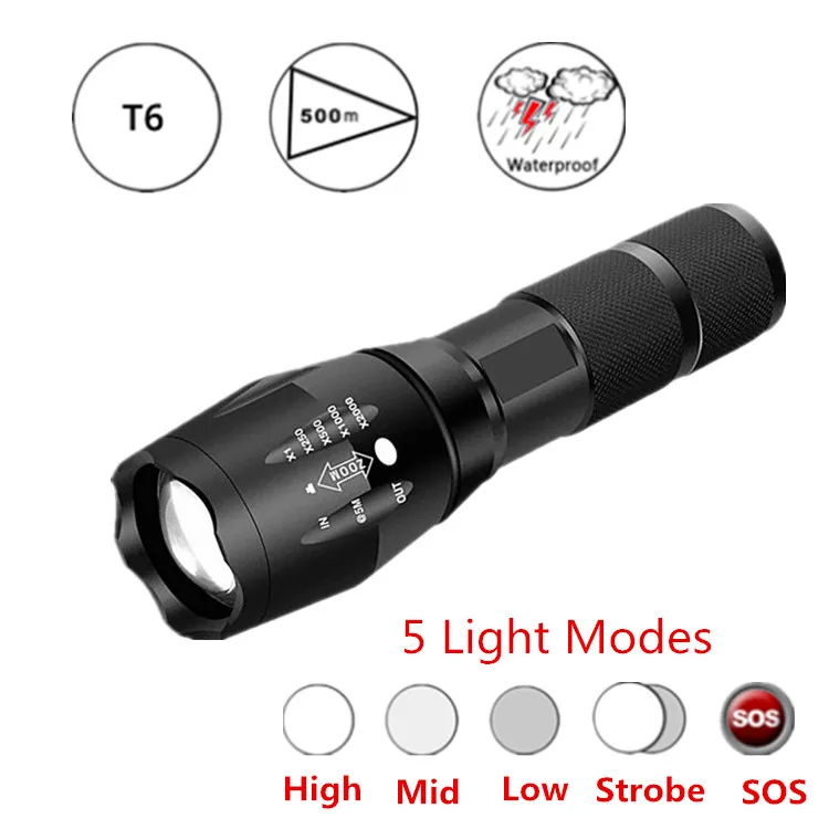 High quality Ningbo18650 Battery Rechargeable Torch Light 1km 1000m led High Power Lamp Waterproof led Tactical Flashlights