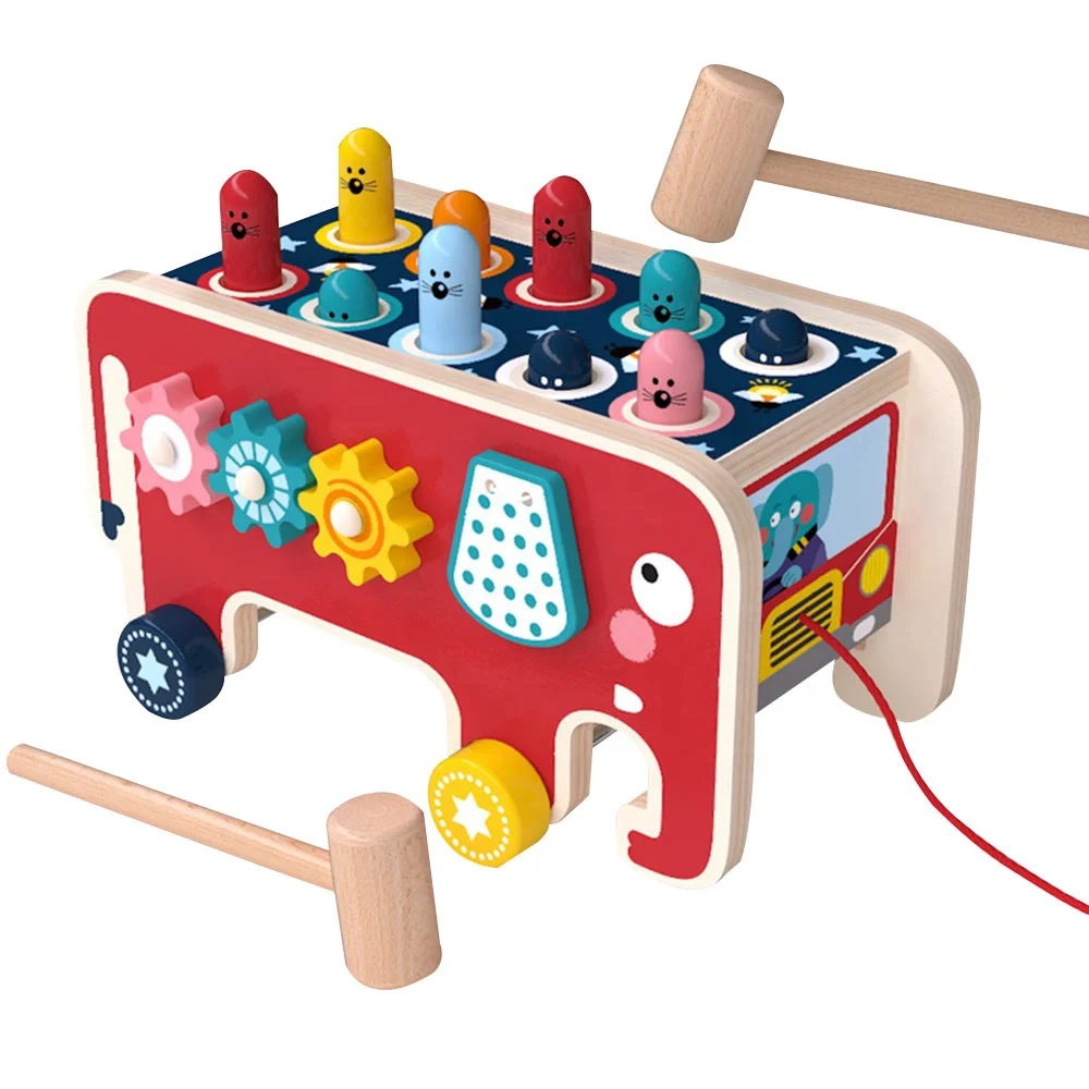 New wooden early education Intelligence Whack-a-Mole building blocks baby toy Baby Montessori teaching AIDS percussion stereoboa