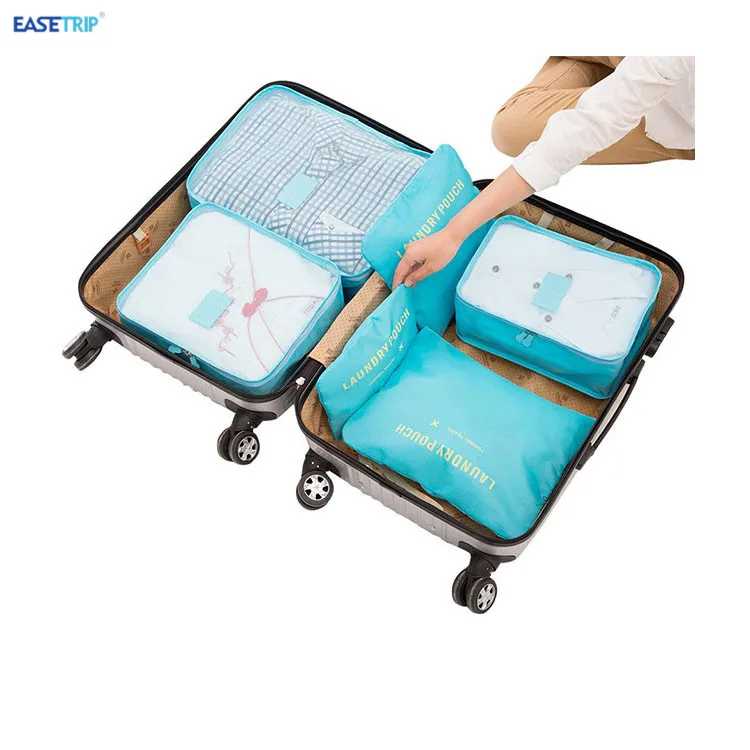 Medium Small Suitcase 6 Piece Travel Clothes Bag Organizer Waterproof Storage Bag with Zipper