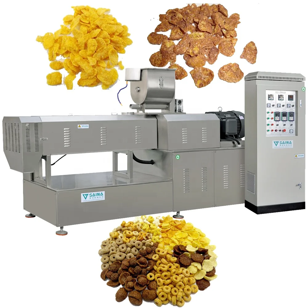 Extruded Puffed Rice Cereal snack Extrusion Equipment Twin Screw Food Extruder Machines