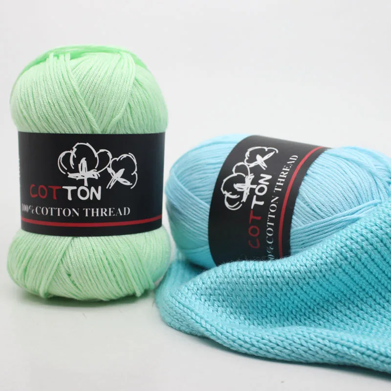 High Quality Wholesale Multi Color 8ply 50g 100g Ball Soft Worsted 100% Pure Cotton Yarn for Baby Hand Knitting Crochet Yarns