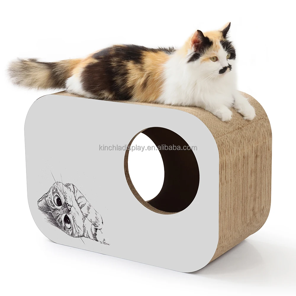 New Design Cat Condo Playing Sleeping Rectangle cat scratcher corrugated paper cardboard house cat