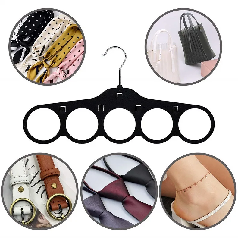 Ботильоны из замшевой кожи фабричного изготовления мульти-функциональный модный дизайн Прочный 5 отверстий Черные Нескользящие бархатные вешалки для одежды