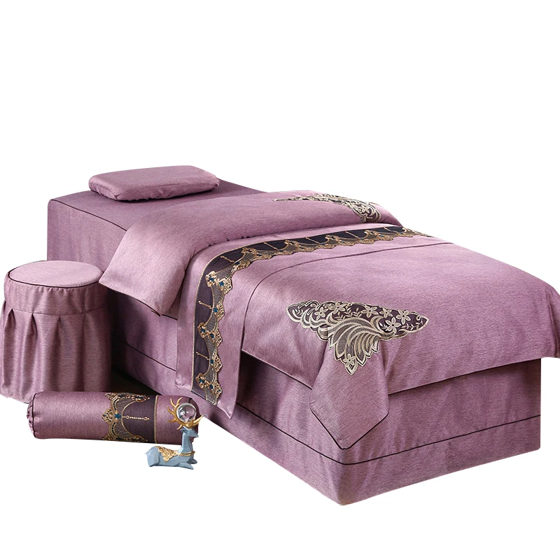 Factory wholesale European high-grade beauty bed cover four-piece massage therapy bed cover beauty salon bed cover
