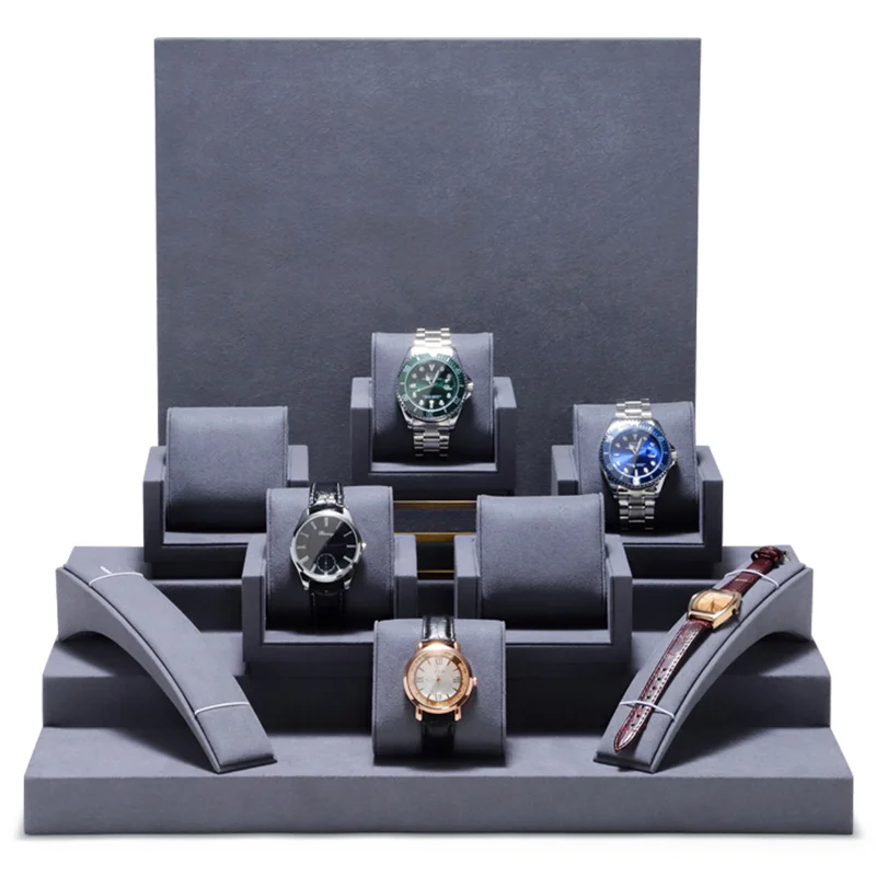 Custom Luxury Watch Window Display Expositores De Reloj Watchstand Watch Display Stand Set For Shop